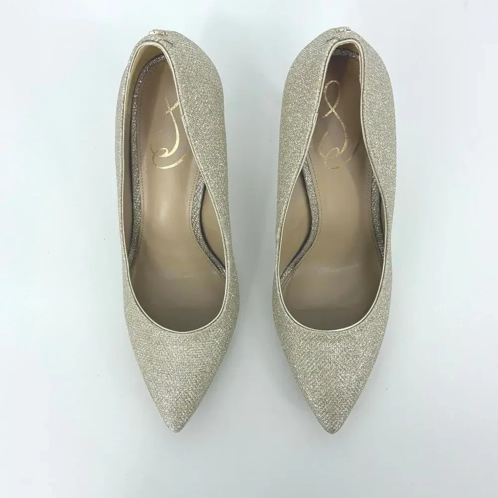 Sam Edelman Hazel Gold Glitter Formal Party Cocktail Pointed Toe Heels Pumps 7W